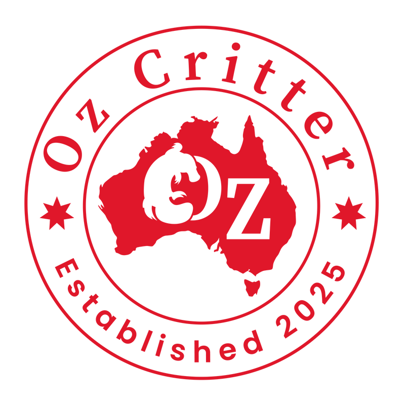 Red 'Oz Critter' logo with a map of Australia